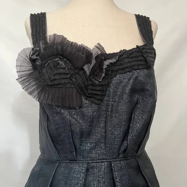 BCBGMaxAzria Runway Y2K Bubble Skirt Dress Sz 4 Goth HOCO Glam Metallic Coquette - Image 6