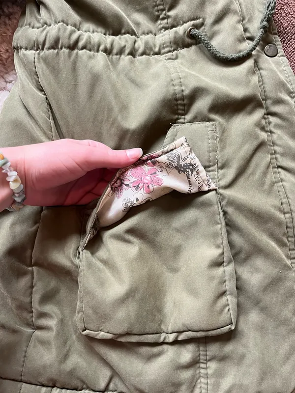Green and brown down puffer jacket Size L - Image 5