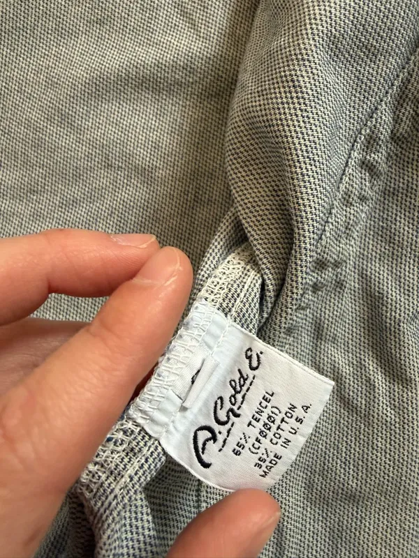 Agolde vintage-style blue hickory stripe jacket size S - stain on sleeve in pic - Image 7