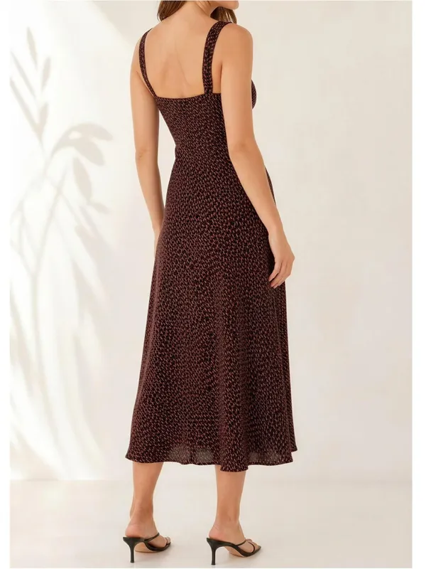 REFORMATION Tancy Midi Dress, French Kiss Black/Red, 0 (US) - Image 2