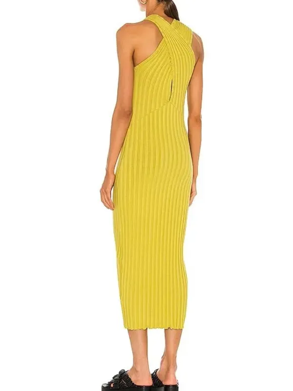 Simon Miller Jago rib-knit midi dress in kiwi green - Image 7