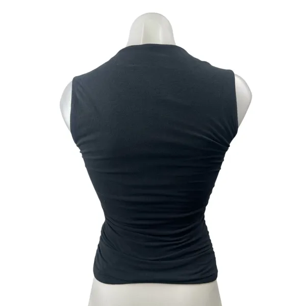 Abercrombie & Fitch Women's Black Sleeveless Square Neck Ruched Crop Tank Top S - Image 2