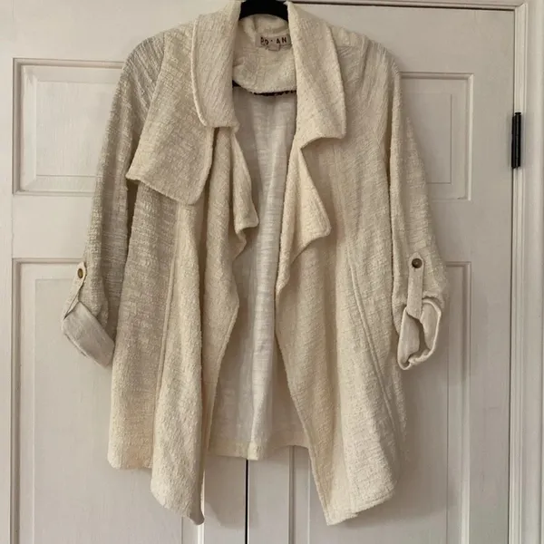 Anthropologie‎ Cream Dolan Left Coast Gwyneth Jacket Size Large Boucle Tweed - Image 7