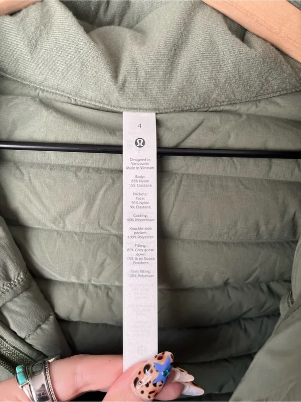 Lululemon Pack it Down Goose Down Puffer Packable Lightweight Jacket Twill Green - Image 7