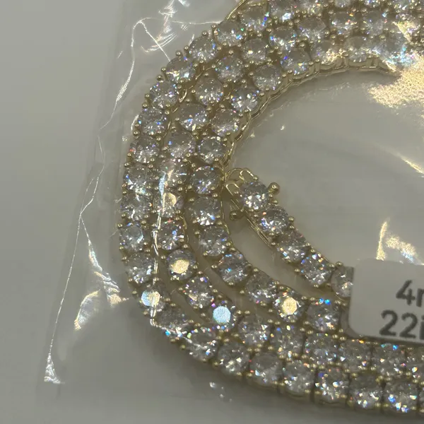 4mm VVS1 Moissanite Tennis Chain Necklace Real Gold - Men Women 22 Inch No Pass - Image 4