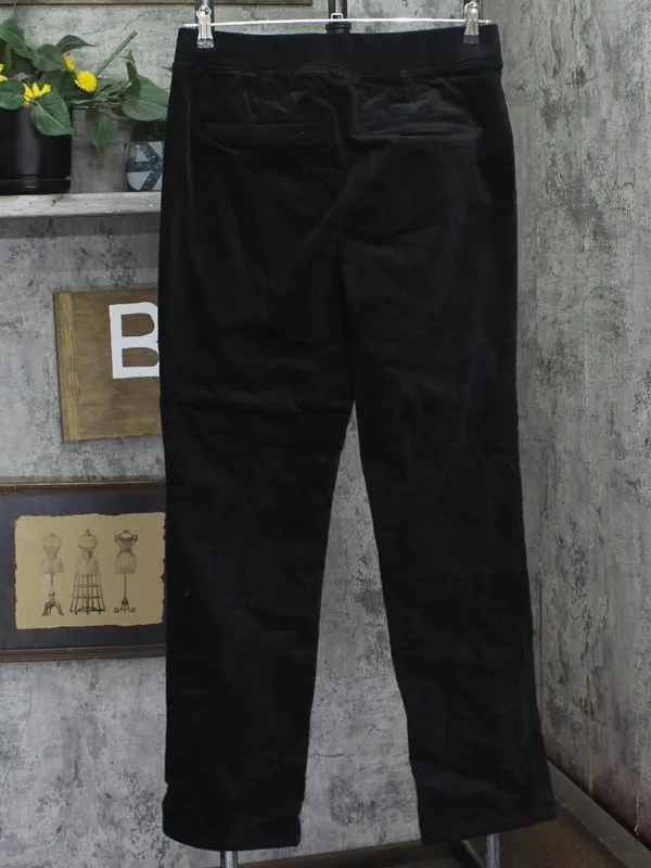 Denim & Co. Tall Stretch Velvet Straight Leg Pull On Pants A662789 Black M Tall - Image 2
