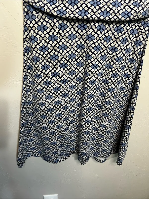 Patagonia Margot Blue White Geometric Jersey Knit V-Neck Sleeveless Dress - Image 7