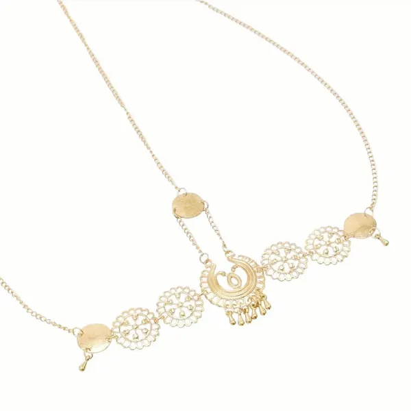 Vintage Style Gold Plated Metal Hollow Head Chain Pendant Head Chain Tassel Flow - Image 6
