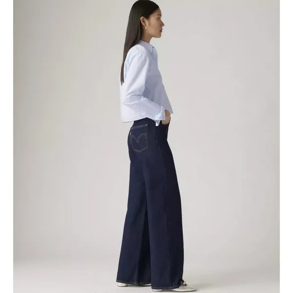 New Levi's 29x34 Premium Ribcage Wide Leg Women's Jeans Shaded View Dark Wash - Image 3