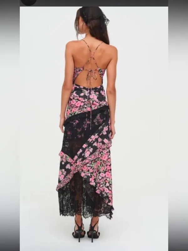 For Love & Lemons Rosalyn Patchwork Lace Maxi Dress- size Small - Image 2
