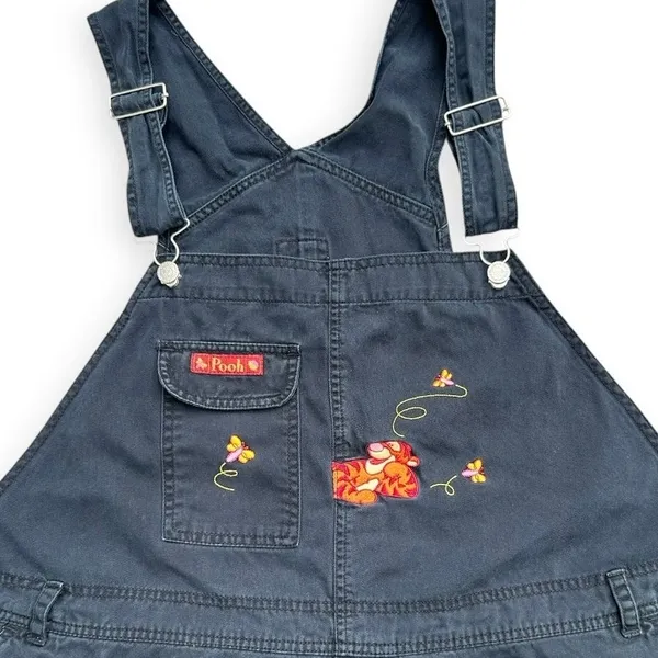 Vintage Winnie the Pooh Tigger Denim Shortalls Womens 26W/28W Disney Embroidered - Image 7