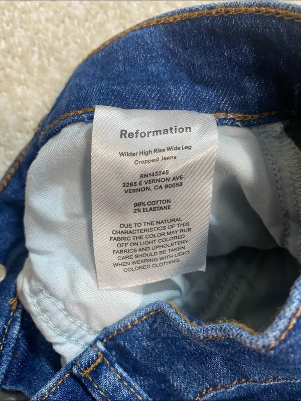 Reformation Dark Blue Wide-Leg Jeans Size 26 - Image 9