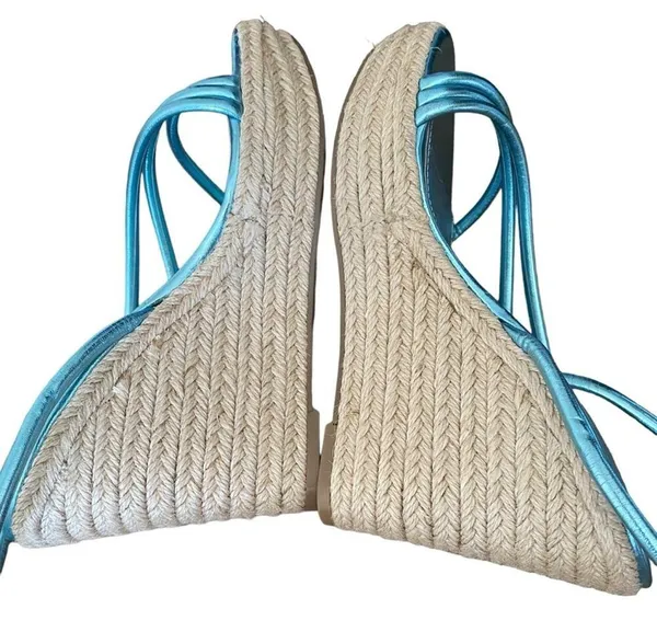 Nine West Hipsta3 Metallic Light Blue Wedge Sandals size 7.5 NWOB - Image 10
