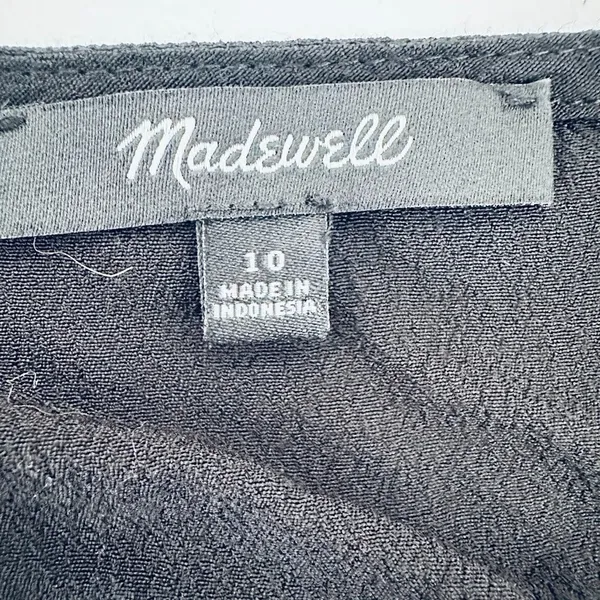 Madewell Top 10 Black Button Short Sleeve Ruffle Neutral Basic‎ Whimsigoth - Image 6