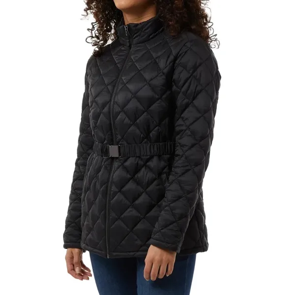 NEW 32 Degrees Women’s Diamond Quilt Belted Puffer Mock Neck Black Jacket Size L - Image 5