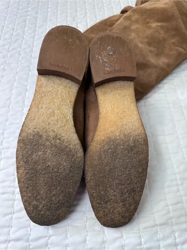 See by Chloé Jona Slouchy Cognac Suede Over-the-Knee Slouch Boots Size 39 or 8 - Image 9