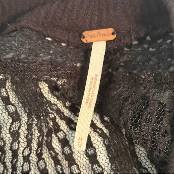 Free People Valley Waffle Knit Thermal Top in Black - Image 4