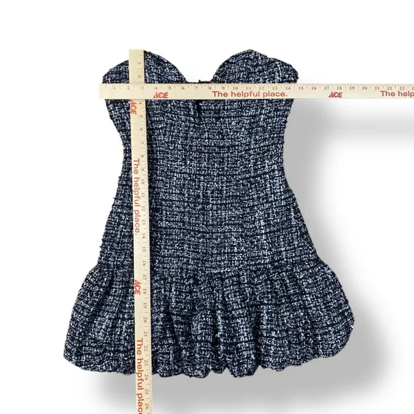 Do + Be Tweed Indie Strapless Deep V-Neck Ruffle Mini Dress Size Small Cocktail‎ - Image 3