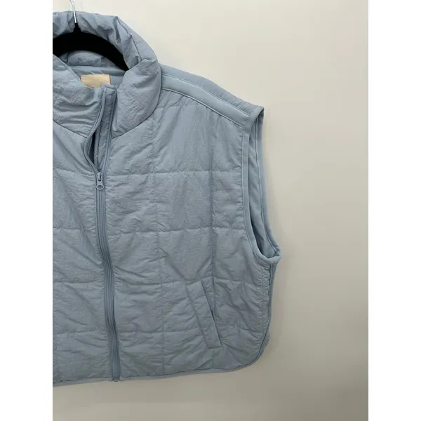 Thread & Supply Womens Quilted Puffer Vest Dusty Blue Sz L Casual Chic Soft Girl - Image 4