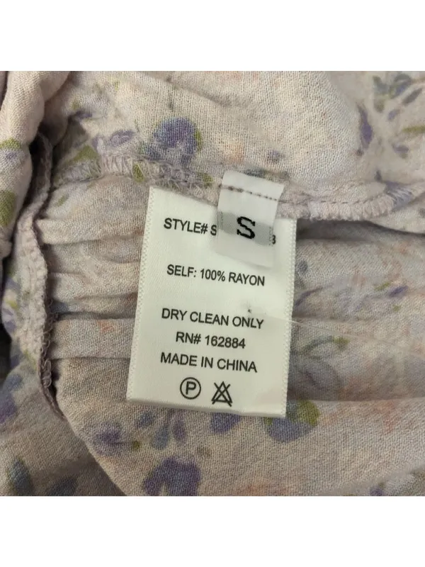 Were All Pretty Girls Floral Ruffle Hem Sleeveless Dress Small Purple Rayon - Image 4