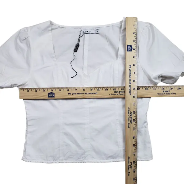 NAKD Puffy Shoulder Corset Top Womens Medium 38 White Side Zip Boho - Image 5