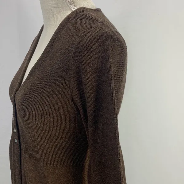 Sarah Spencer Wool Blend Brown V Neck Cardigan Sweater Size Large - Image 6