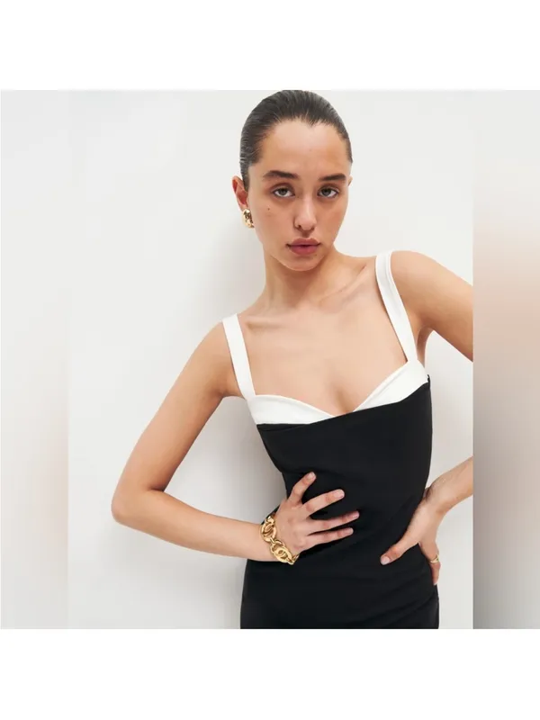 Christian Lacroix Black Dress with White Straps - Image 3