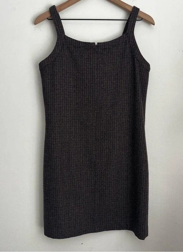 ABERCROMBIE vintage 80s 90s houndstooth print wool blend mini dress Hong Kong S - Image 2