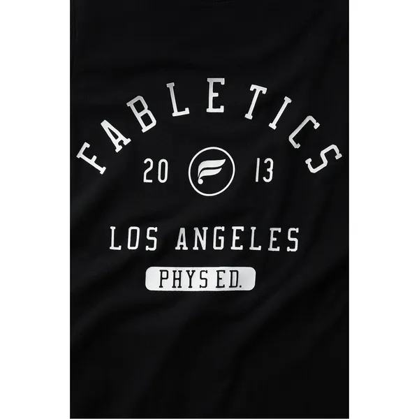 Fabletics Womens 100% Cotton Tank Top‎ Large Athletic Gym Muscle Black Graphic - Image 3