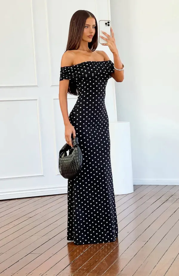 Beginning Boutique Cole Black Polka Mesh Black Dress - Image 3