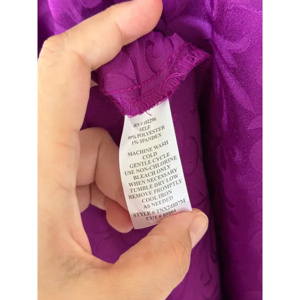 Connected‎ Apparel Purple Damask Jacquard V-Neck Midi Dress Size 4 NEW - Image 5
