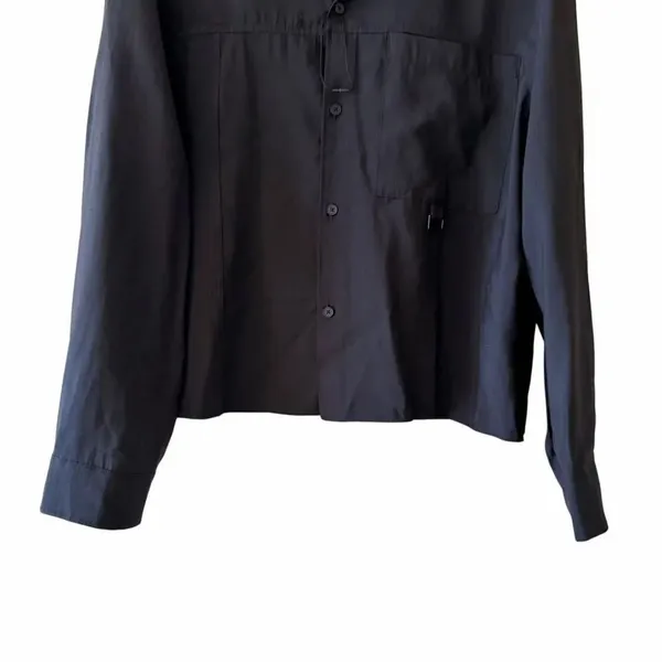 Zara Button Down Boxy Plain Black Long Sleeves Button Down Blouse SZ L #2574 - Image 3