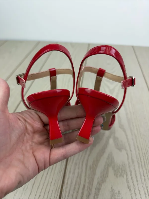 Journee Collection Women's Jazlynn T Strap Kitten Heel Dress Pumps 7.5M Red $95 - Image 5