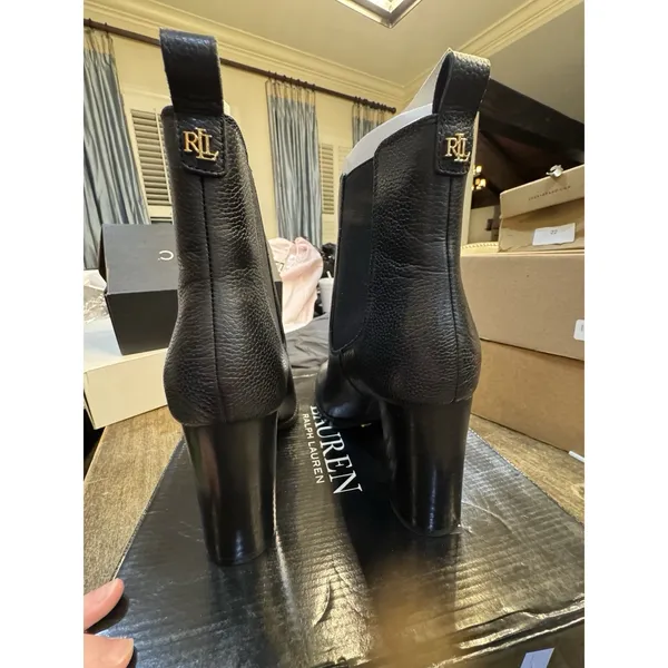 Lauren Ralph Lauren Mylah Tumbled Leather Bootie Black Size 10B - Image 5