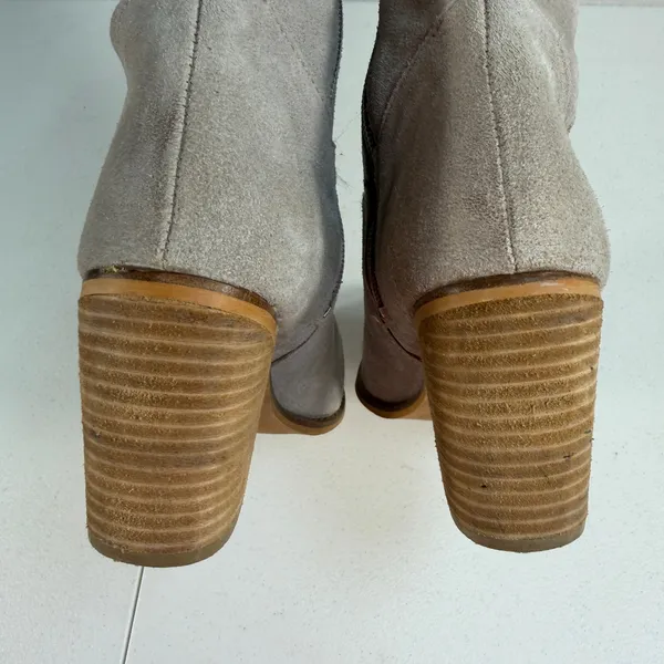 Diba True 7.5 M Leg Up Over the Knee Boots Suede Leather Block Heel Grey Boho - Image 12