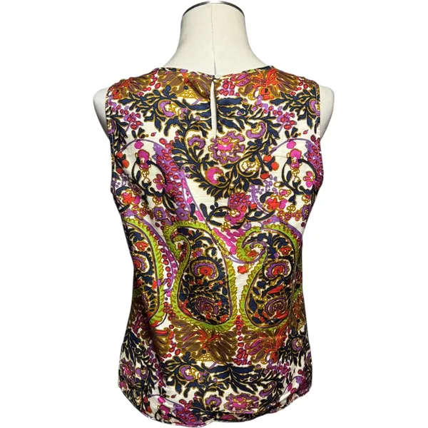 Talbots 100% Cotton Sleeveless Blouse Top Multicolor Paisley 12 - Image 4