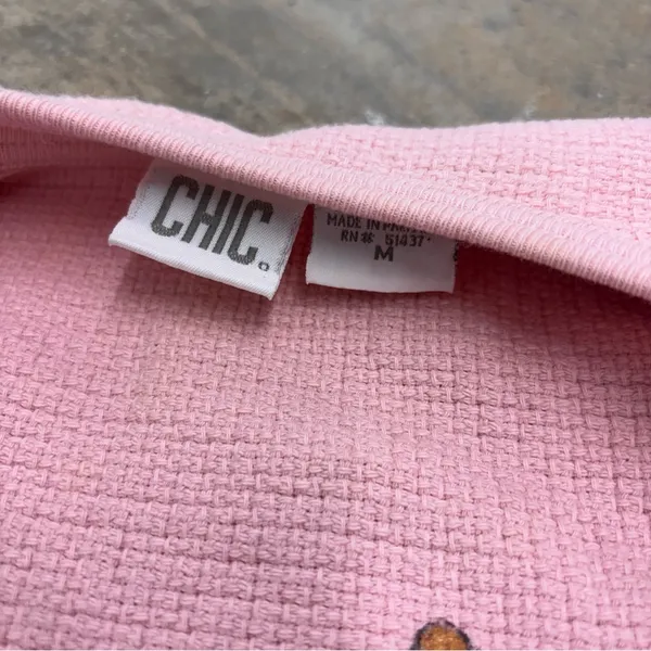Chic Vintage Christmas Bear Womens Medium Pink Ugly Christmas Sweater 80s 90s - Image 5