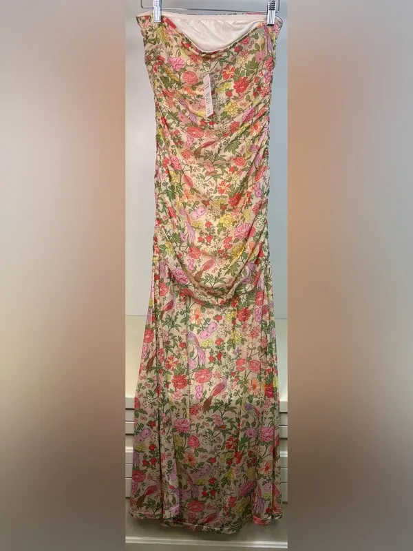 NWT Cupshe Wildflower Season Floral Strapless Ruched Maxi Dress Medium - Image 6