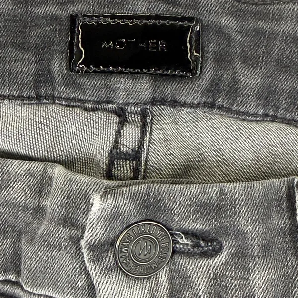 MOTHER Denim Faded Black Skinny Jeans Size 28‎ Made in USA Distressed Gray - Image 3