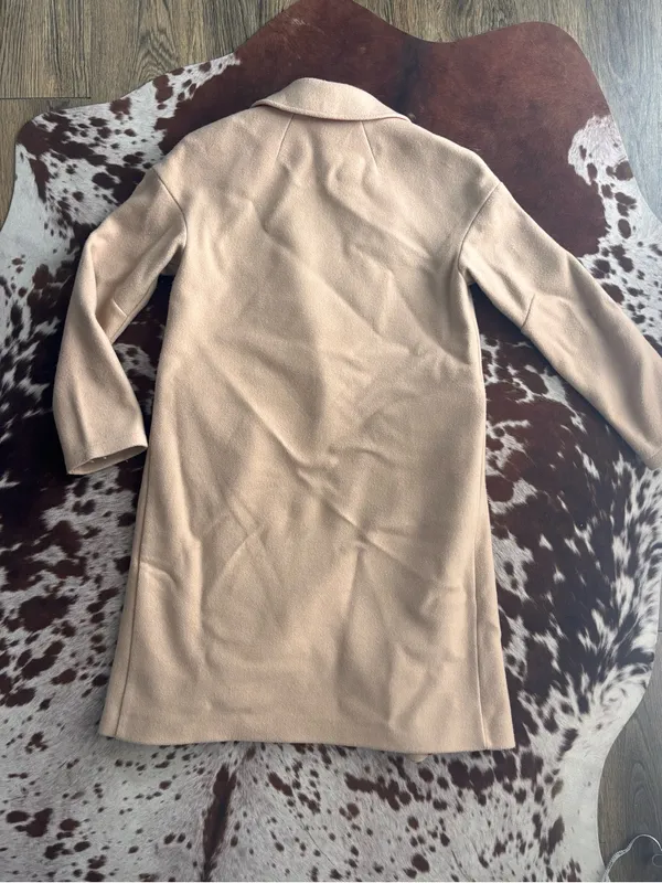 Topshop tan Long Tailored pea coat - Image 6