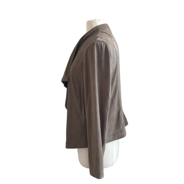 ABBELINE Jacket Womens Sz Large TanFaux Suede Draped Southwestern Bohemian - Image 5