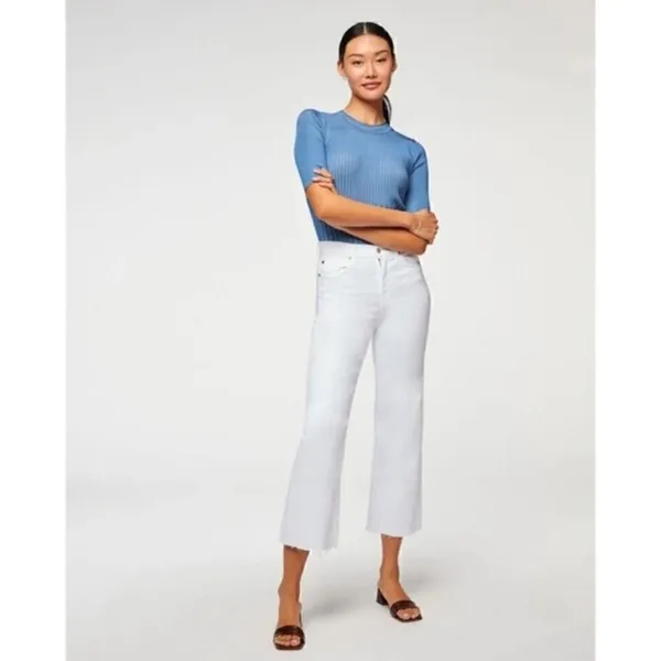 7‎ For All Mankind Cropped Wide Leg White Jeans Size 32 New - Image 13