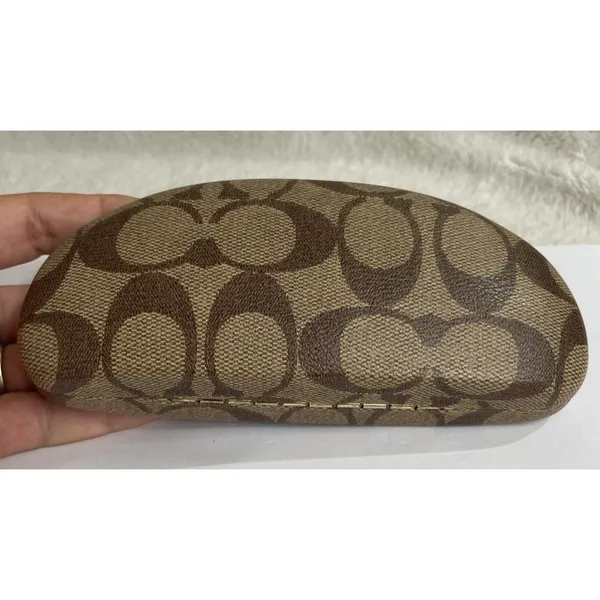Coach signature C print hard clamshell sunglasses case in brown - Image 6