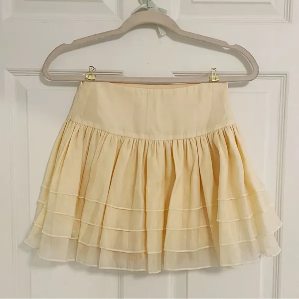 White Cream Kawaii Harujuku Shabby Chic Cottagecore Tiered Mini Skirt Skort - Image 10