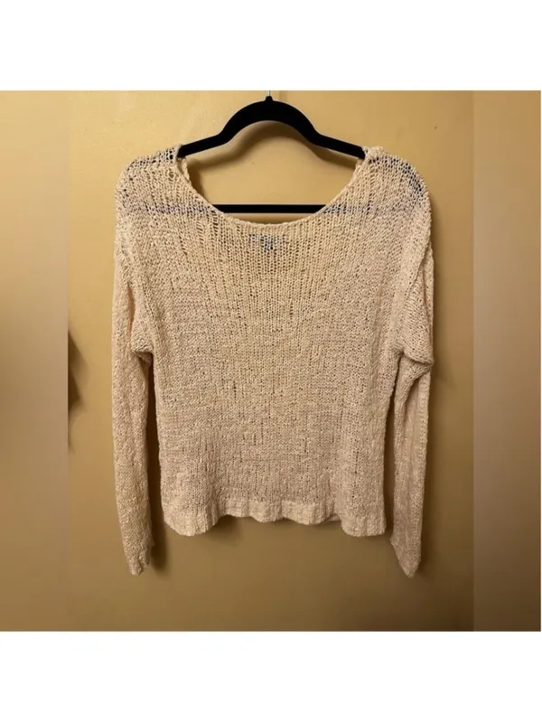 American Eagle White Knit Sweater Small Long Sleeve - Image 4