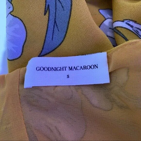 Goodnight Macaroon Boho Tropical Resort Drape Accent Tie Camisole Crop Top S Yellow Floral‎ White - Image 12