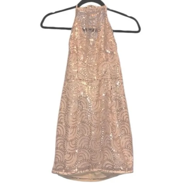 NWT About Us Peach Sequin Lined‎ Mini Dress - Image 5