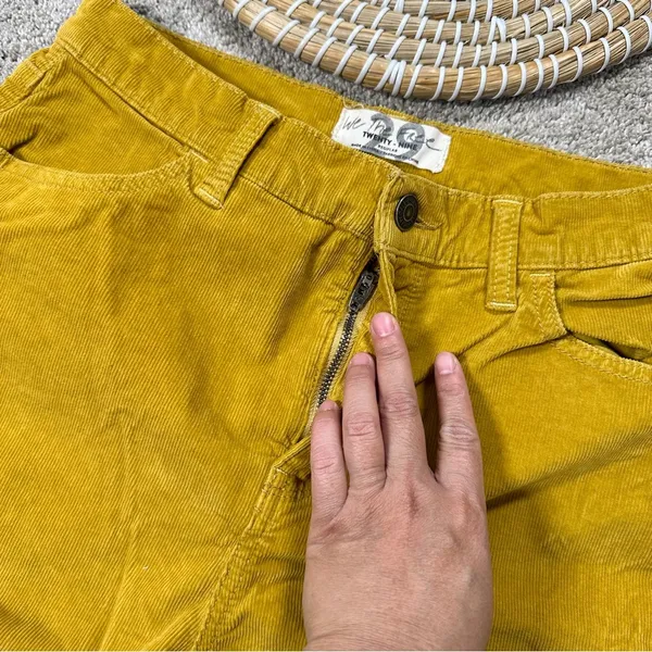 We The Free High Rise Skinny Corduroy Frayed Raw Hem Pants in Mustard Yellow 29 - Image 9