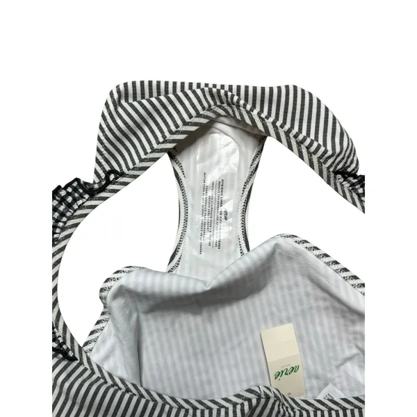 NEW Aerie Bikini Bottoms Women M Seersucker Ruffle Gingham Stripe Gray White - Image 4