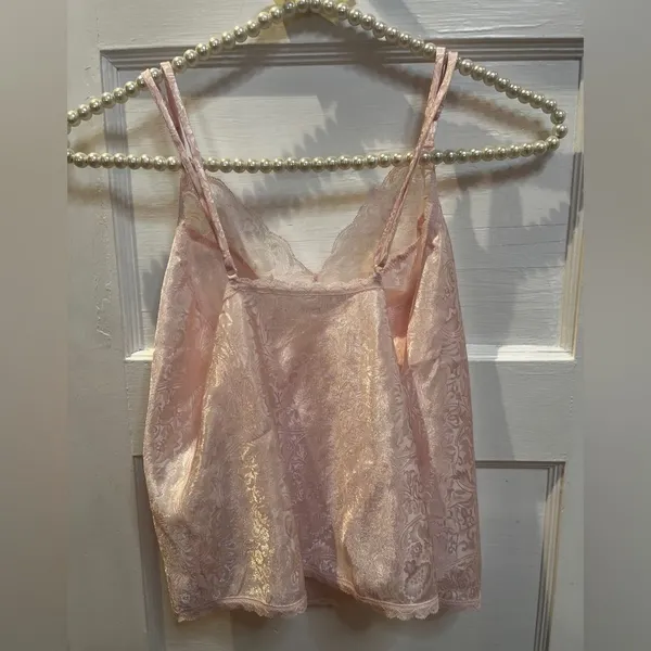 Delicates pink lace camisole or lingerie slip top Size S - Image 3